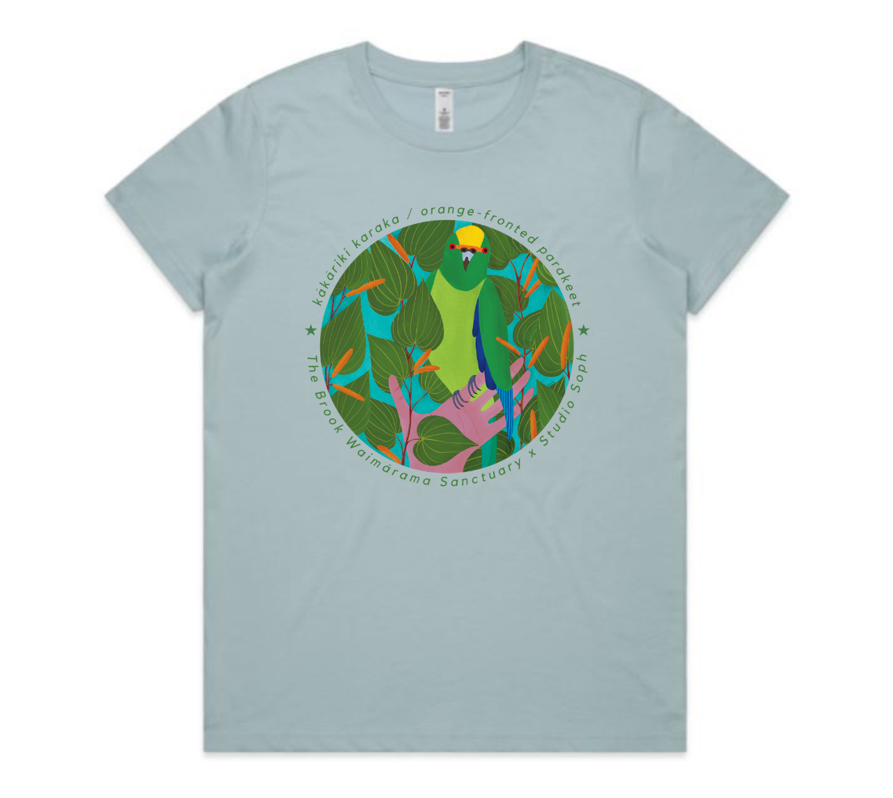 Kākāriki t-shirt circle blue design